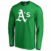 Men's Oakland Athletics Fanatics Branded Kelly Green St. Patrick's Day White Logo Long Sleeve T-Shirt,baseball caps,new era cap wholesale,wholesale hats